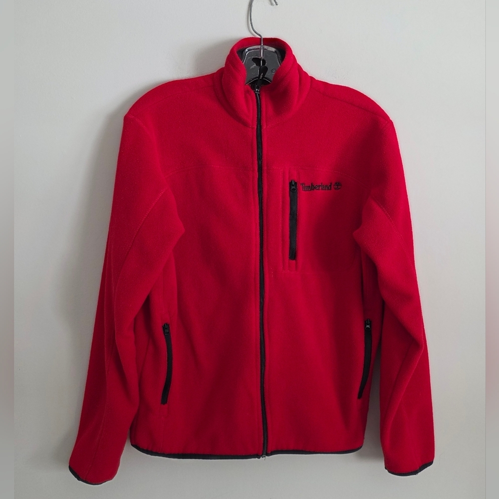 TIMBERLAND | Zip Up Fleece Sweatshirt Red Mens Sz S